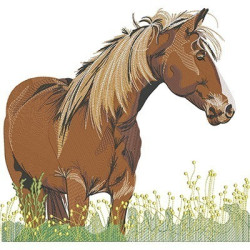 Embroidery Design Mustang Horse With Landscape 2