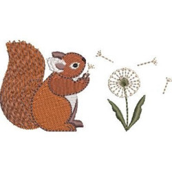 Embroidery Design Squirrel With Dandelion