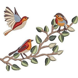 Embroidery Design Colored Birds