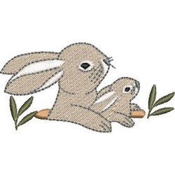 Embroidery Design Rabbit And Baby Rabbit 2