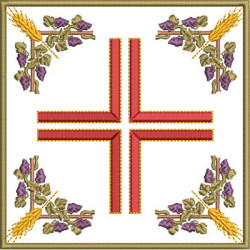 Embroidery Design Altar Cloths Cross With Grapes 347