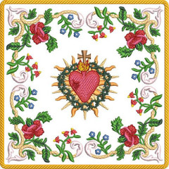 Embroidery Design Altar Cloths Sacred Heart Floral 476..