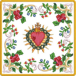Embroidery Design Altar Cloths Sacred Heart Floral 476