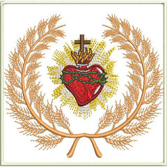 Embroidery Design Altar Cloths Sacred Heart With Wheat..