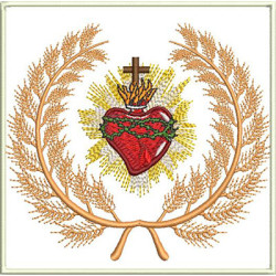 Embroidery Design Altar Cloths Sacred Heart With Wheat 477