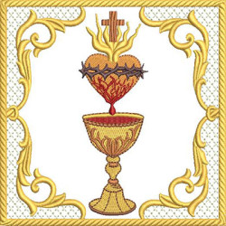 Embroidery Design Altar Cloths Chalice With Sacred Heart 481