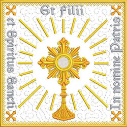 Diseño Para Bordado Juego De Altar Custodia Escrita En Latín 571