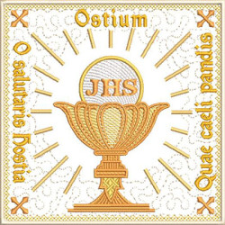 Diseño Para Bordado Juego De Altar Anfitrión Con Escritura Latín 574