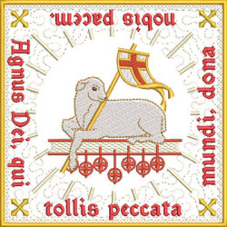 Diseño Para Bordado Juego De Altar Cordero Escrito En Latín 575