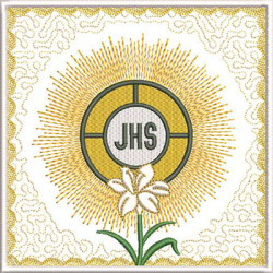 Diseño Para Bordado Juego De Altar Jhs Con Lirio 582