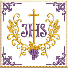 Diseño Para Bordado Juego De Altar Jhs Trigo Y Uvas 60..