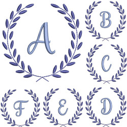 Embroidery Design Alphabet Acacias In Frame