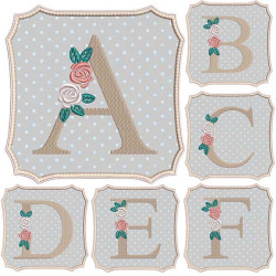 Embroidery Design 26 Package 26 Initial Appliques With Floral