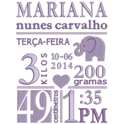 Diseño Para Bordado Nascimento Personalizável Bebê Elefante 2