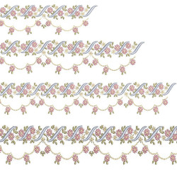 Diseño Para Bordado Cojunto Border Cordon Flores