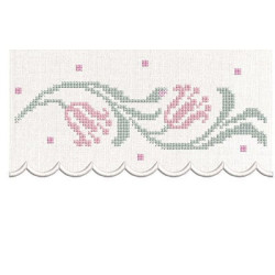 BORDER WITH TULIPS FINISH IN CROSS STITCH