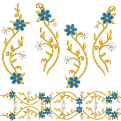 Matriz De Bordado Conjunto Para Criação De Barrado Floral