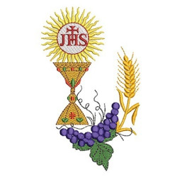 Embroidery Design Consecrated Host With Wheat And Grapes