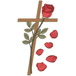 30 CM CROSS WITH ROSE