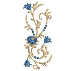 Embroidery Design Vertical Floral 14 Cm