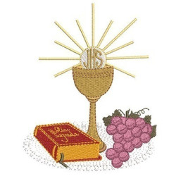 CHALICE WITH BIBLE AND GRAPES