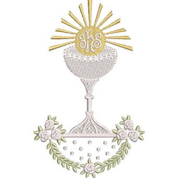 Embroidery Design Delicate Goblet With Consecrated Hosty