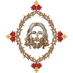Diseño Para Bordado Marco Corona De Espinas Y Jésus