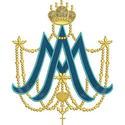 Matriz De Bordado Rosário Mariano Com Coroa 2