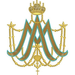 Embroidery Design Rosary Mariano With Crown 3