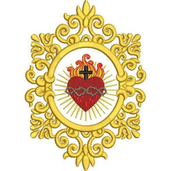 Embroidery Design Decorated Frame Sacred Heart Of Jesus