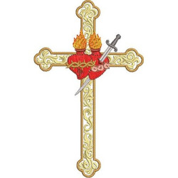 Diseño Para Bordado Cruz Sagrada E Inmaculada 14 Cm