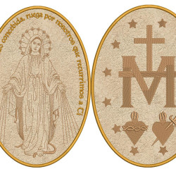 Embroidery Design Front Versus Miracle Medal Set Spanish