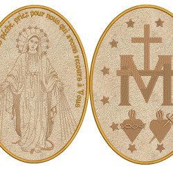Diseño Para Bordado Juego De Delantero Y Versus Medalla Milagrosa Francés