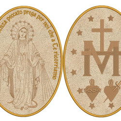 Diseño Para Bordado Juego De Delantero Y Versus Medalla Milagrosa Italiano