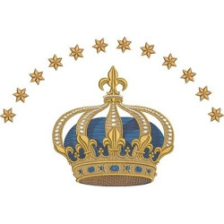 Embroidery Design Crown With 12 Stars 30 Cm