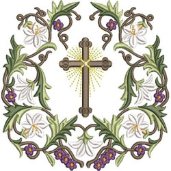 Embroidery Design Arabesque Of Lilies And Cross 2