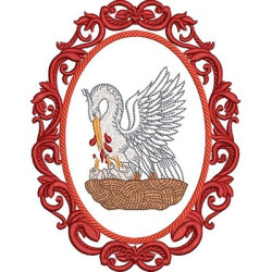 Embroidery Design Pelican Baroque Frame