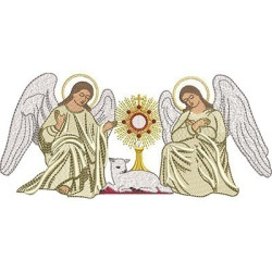 Diseño Para Bordado ángeles Con Ostensoria Y Cordero