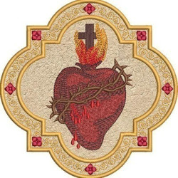 Diseño Para Bordado Marco Aplicado Sagrado Corazón De Jesús