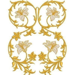 Embroidery Design Arabesco Gold With Lilies 22 Cm