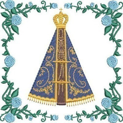 Embroidery Design Roses Frame Our Lady Appeared