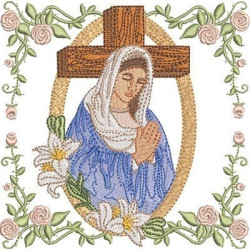 Embroidery Design Roses Frame With Our Lady Of Pain