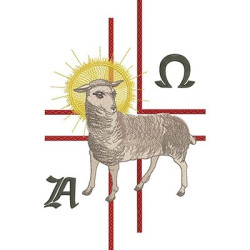 Embroidery Design Cross With Lamb Alpha And Omega