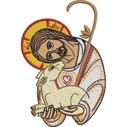 Diseño Para Bordado Jesús Buen Pastor Bizantino 9 Cm