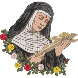 Diseño Para Bordado Santa Rita De Cássia 13 Cm  Con Flores