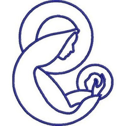 Embroidery Design Mary And Jesus Contoured