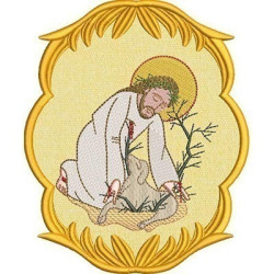 Embroidery Design Jesus Good Samaritano In The Applied Frame
