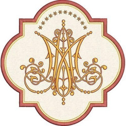 Matriz De Bordado Símbolo Mariano Na Moldura Aplicada