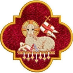 Embroidery Design Lamb In Applied Frame 10 Cm