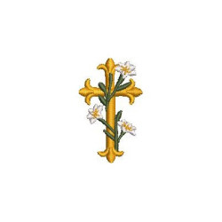 Embroidery Design Small Cross With Lilies